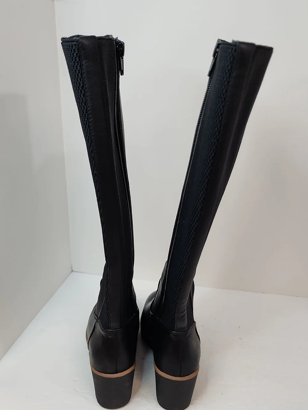 Naturalizer Black Leather Over the Knee Wedge Boots Size 5